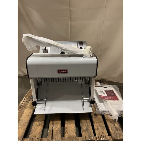 Scratch and Dent Estella Countertop Bread Slicer - 3/4" Slice Thickness, 18 3/4" Max Loaf Length - 110V, 1/4 hp