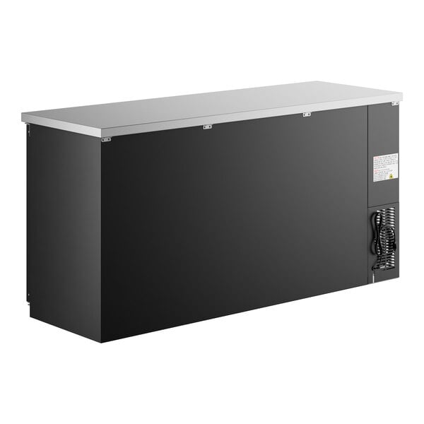 Scratch and Dent Avantco UBB-72G-HC 73" Black Counter Height Narrow Glass Door Back Bar Refrigerator with LED Lighting