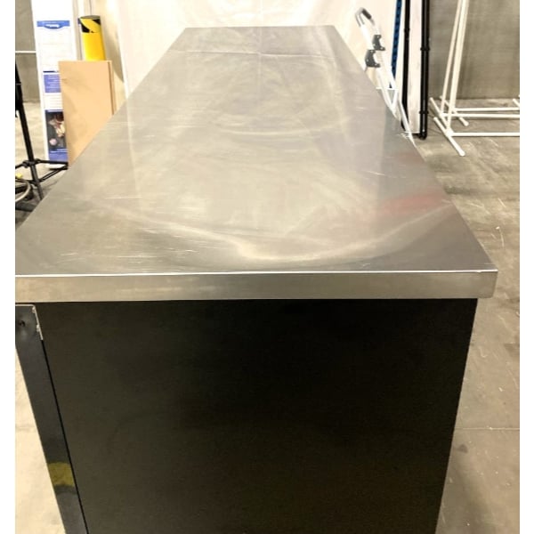 Scratch and Dent Avantco UBB-72G-HC 73" Black Counter Height Narrow Glass Door Back Bar Refrigerator with LED Lighting