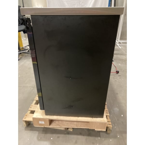 Scratch and Dent Avantco UBB-72G-HC 73" Black Counter Height Narrow Glass Door Back Bar Refrigerator with LED Lighting