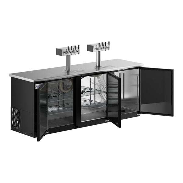 Scratch and Dent Avantco UDD-4-HC (2) Four Tap Kegerator Beer Dispenser - Black, (3) 1/2 Keg Capacity