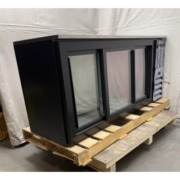 Scratch and Dent Beverage-Air BBN72HC-GS-B-ALT 72" Black Underbar Sliding Glass Door Narrow Back Bar Refrigerator