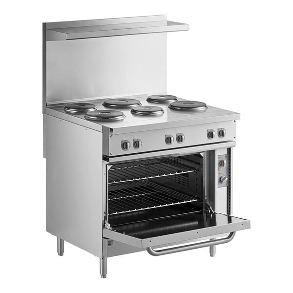 Scratch and Dent Cooking Performance Group ER36-208-3 36" 6-Burner Electric Range with Standard Oven - 208V, 3 Phase, 18.2 kW