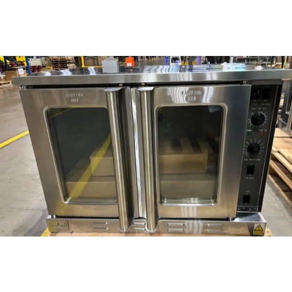Scratch and Dent MainStreet Equipment EC2-D Double Deck Electric Full Size Convection Oven with Legs - 240V, 1 / 3 Phase, 11.9 kW