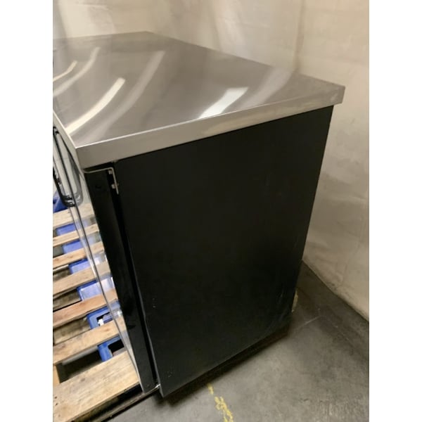 Scratch and Dent Avantco UBB-48G-HC 48" Black Counter Height Narrow Glass Door Back Bar Refrigerator with LED Lighting