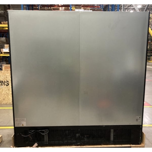 Scratch and Dent Avantco GDC-69-HC 78 1/4" Black Swing Glass Door Merchandiser Refrigerator with LED Lighting