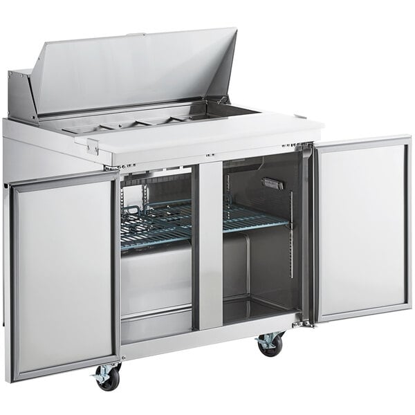 Scratch and Dent Avantco SS-PT-36-HC 36" 2 Door Stainless Steel Refrigerated Sandwich Prep Table