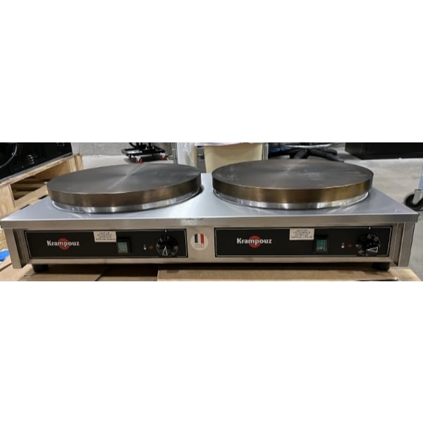 Scratch and Dent Krampouz CECIJ4 15 3/4" Dual Electric Cast Iron Crepe Maker - 240V / 3600W