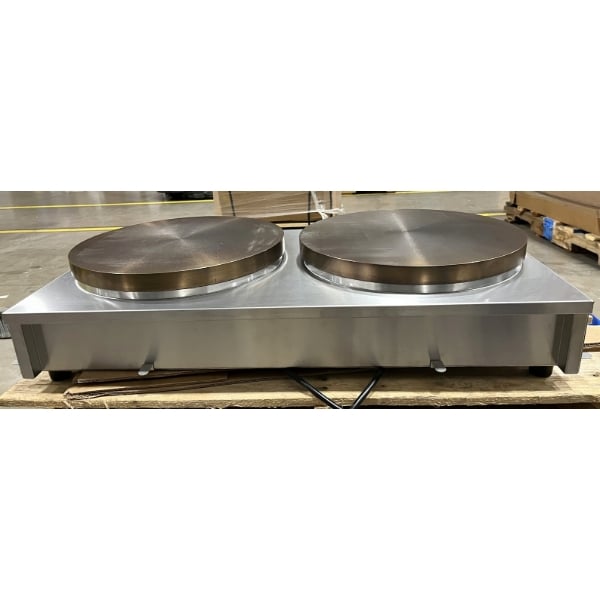 Scratch and Dent Krampouz CECIJ4 15 3/4" Dual Electric Cast Iron Crepe Maker - 240V / 3600W