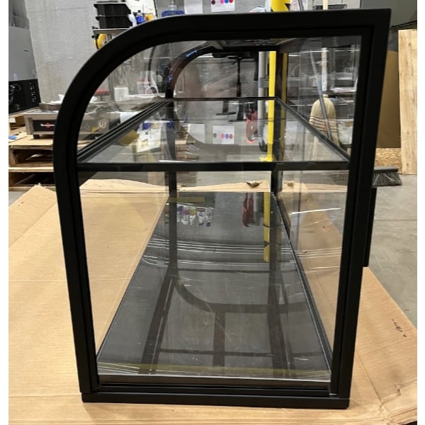 Scratch and Dent Cal-Mil Heritage 42" x 17" x 23" 2-Tier Arched-Front Black Metal / Oak Wood Bakery Display Case 23754-112