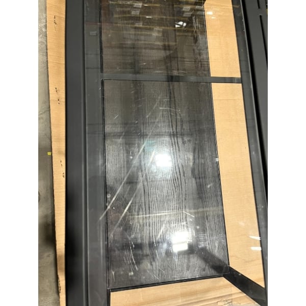 Scratch and Dent Cal-Mil Heritage 42" x 17" x 23" 2-Tier Arched-Front Black Metal / Oak Wood Bakery Display Case 23754-112