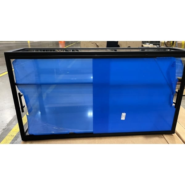 Scratch and Dent Cal-Mil Heritage 42" x 17" x 23" 2-Tier Arched-Front Black Metal / Oak Wood Bakery Display Case 23754-112