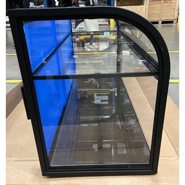 Scratch and Dent Cal-Mil Heritage 42" x 17" x 23" 2-Tier Arched-Front Black Metal / Oak Wood Bakery Display Case 23754-112