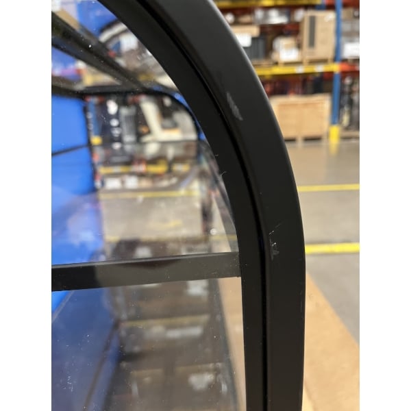 Scratch and Dent Cal-Mil Heritage 42" x 17" x 23" 2-Tier Arched-Front Black Metal / Oak Wood Bakery Display Case 23754-112