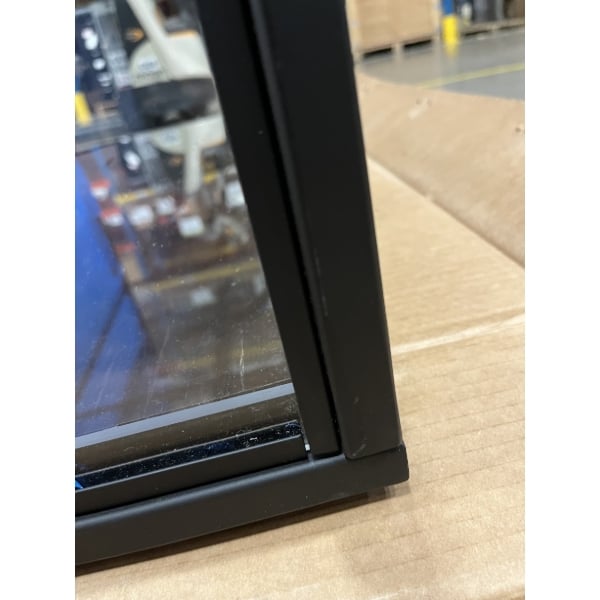 Scratch and Dent Cal-Mil Heritage 42" x 17" x 23" 2-Tier Arched-Front Black Metal / Oak Wood Bakery Display Case 23754-112