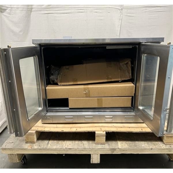 Scratch and Dent MainStreet Equipment EC2-C Double Deck Electric Full Size Convection Oven with Legs - 208V, 3 / 1 Phase, 11 kW