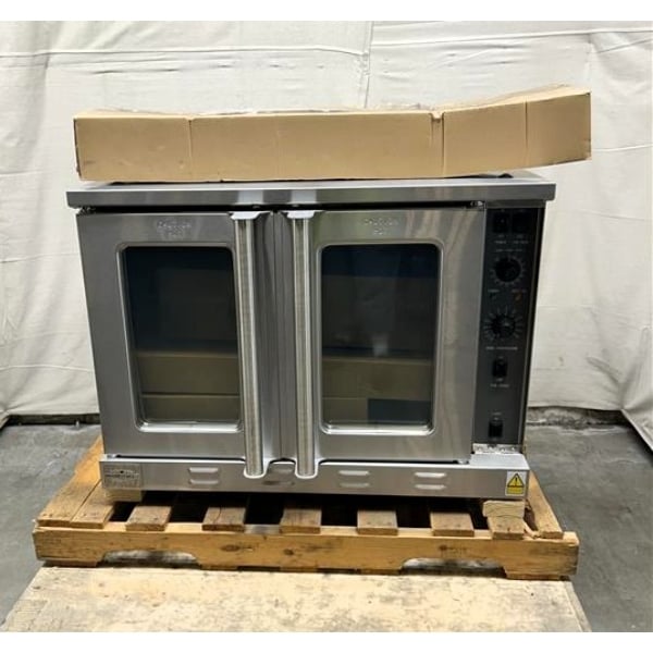 Scratch and Dent MainStreet Equipment EC2-C Double Deck Electric Full Size Convection Oven with Legs - 208V, 3 / 1 Phase, 11 kW