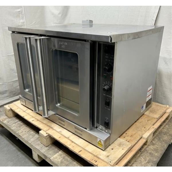 Scratch and Dent MainStreet Equipment EC2-C Double Deck Electric Full Size Convection Oven with Legs - 208V, 3 / 1 Phase, 11 kW