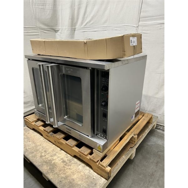 Scratch and Dent MainStreet Equipment EC2-C Double Deck Electric Full Size Convection Oven with Legs - 208V, 3 / 1 Phase, 11 kW