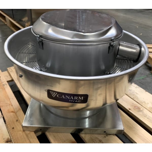 Scratch and Dent Canarm 12 1/4" Variable Speed Capable Upblast Direct Drive Aluminum Exhaust Fan ALX120-UD033V - 1,400 CFM, 1,650 RPM, 120/240V, 1 Phase