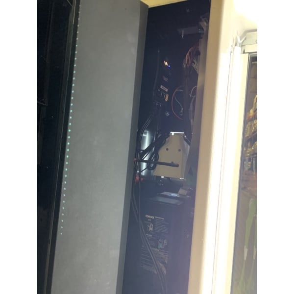 Scratch and Dent AMS LTF 2-1-2 28-Selection Refrigerated Snack and Beverage Vending Machine with Credit Card System, Bill Validator, and Coin Mechanism