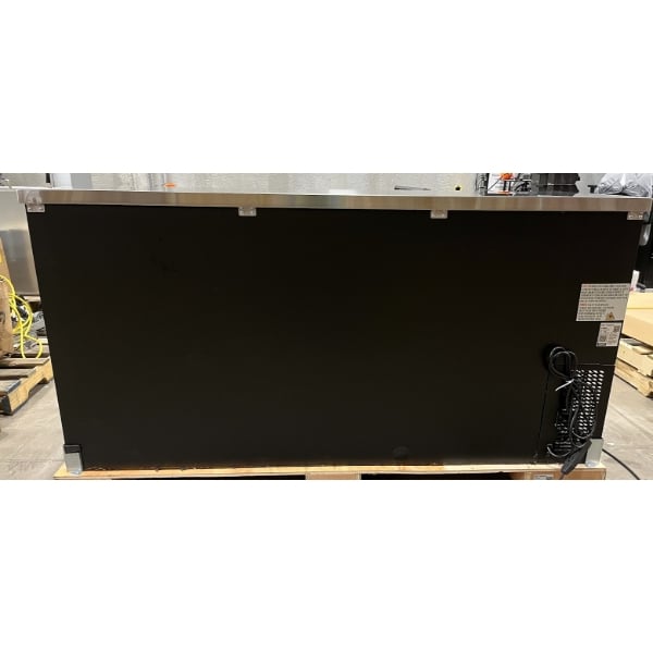 Scratch and Dent Avantco UBB-72G-HC 73" Black Counter Height Narrow Glass Door Back Bar Refrigerator with LED Lighting