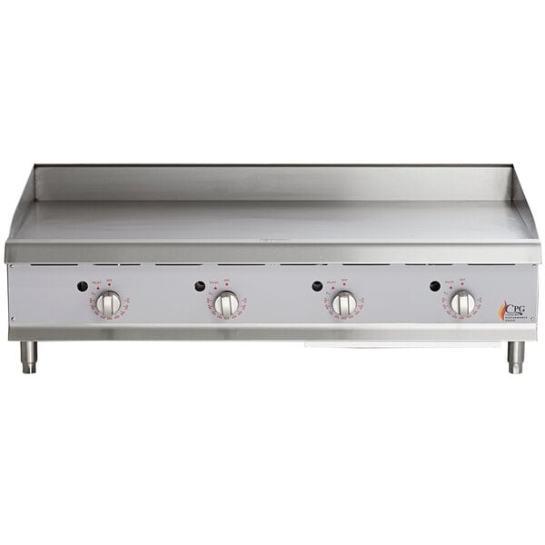 Scratch and Dent Cooking Performance Group GT-CPG-48-NL 48" Gas Countertop Griddle with Flame Failure Protection and Thermostatic Controls - 120,000 BTU