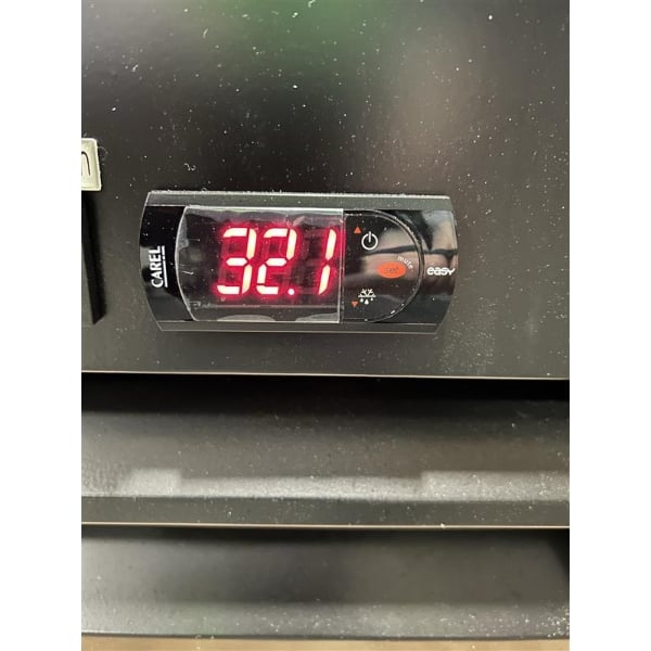 Scratch and Dent Avantco GDC-15-HC 25 5/8" Black Left-Hinged Swing Glass Door Merchandiser Refrigerator with LED Lighting