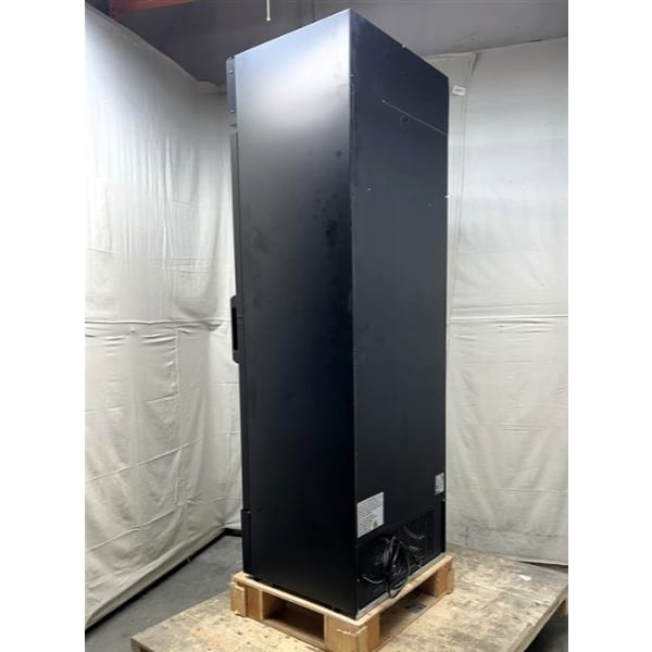 Scratch and Dent Avantco GDC-15-HC 25 5/8" Black Left-Hinged Swing Glass Door Merchandiser Refrigerator with LED Lighting