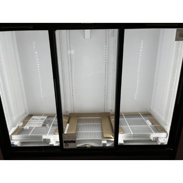 Scratch and Dent True GDM-69-HC-LD 78 1/8" Black Refrigerated Sliding Glass Door Merchandiser with LED Lighting