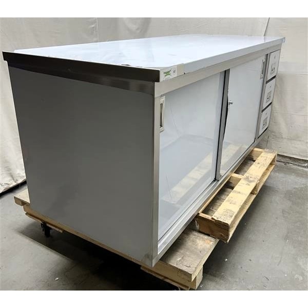 Scratch and Dent Regency 30" x 72" 16 Gauge Type 304 Stainless Steel Enclosed Base Sliding Door Table with Drawers