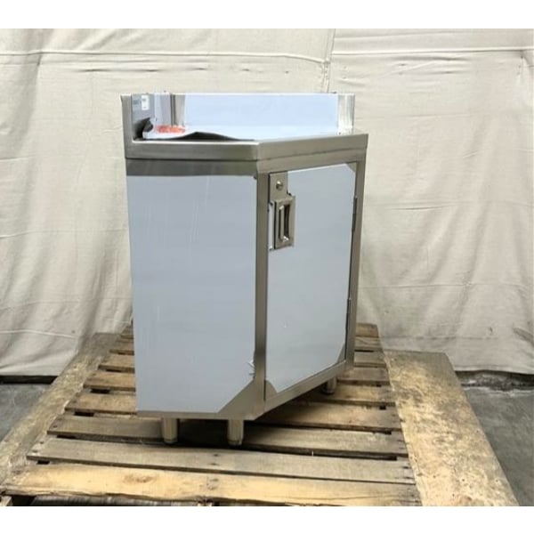 Scratch and Dent Regency Spec Line 24" x 24" 14-Gauge Stainless Steel Corner Work Table with Hinged Door and Lock