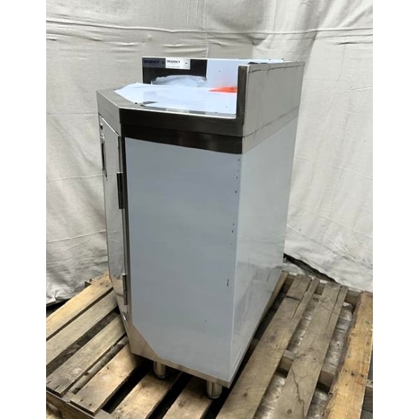 Scratch and Dent Regency Spec Line 24" x 24" 14-Gauge Stainless Steel Corner Work Table with Hinged Door and Lock