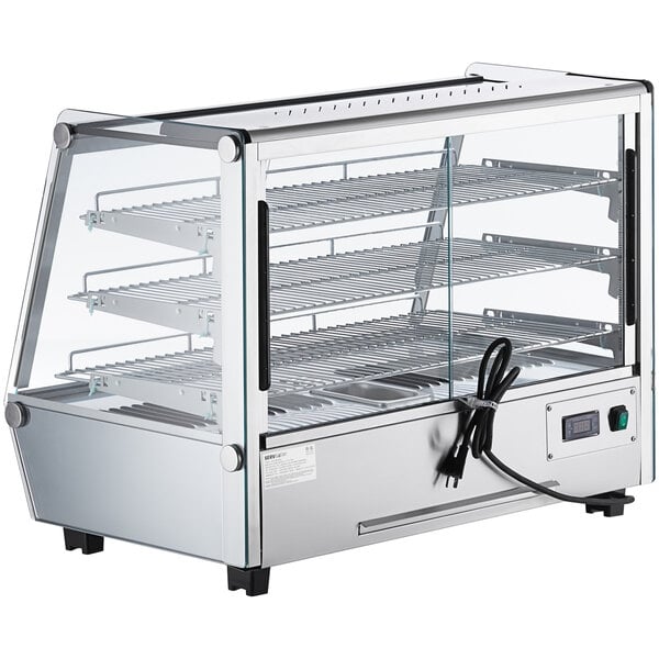 Scratch and Dent ServIt HDM-36 36" Self / Full Service 3 Shelf Countertop Heated Display Case with Sliding Doors - 120V, 1800W