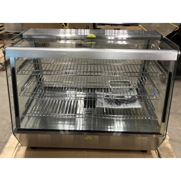 Scratch and Dent ServIt HDM-36 36" Self / Full Service 3 Shelf Countertop Heated Display Case with Sliding Doors - 120V, 1800W