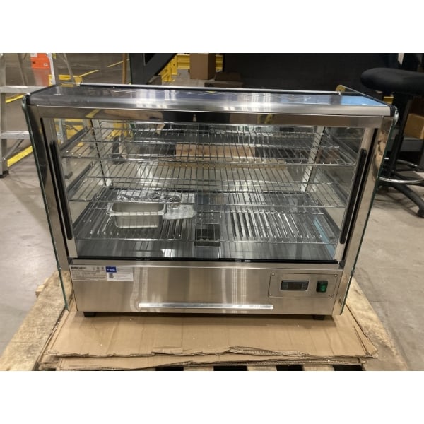 Scratch and Dent ServIt HDM-36 36" Self / Full Service 3 Shelf Countertop Heated Display Case with Sliding Doors - 120V, 1800W