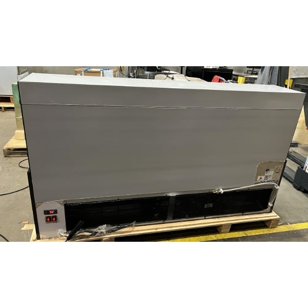 Scratch and Dent Avantco HAC-75-B 74 13/16" Black Horizontal Air Curtain Merchandiser with 2 Shelves and LED Lighting - 115V