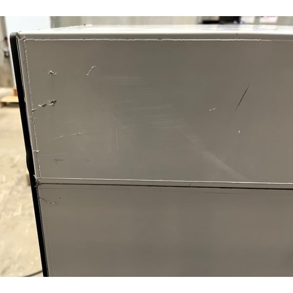 Scratch and Dent Avantco HAC-75-B 74 13/16" Black Horizontal Air Curtain Merchandiser with 2 Shelves and LED Lighting - 115V