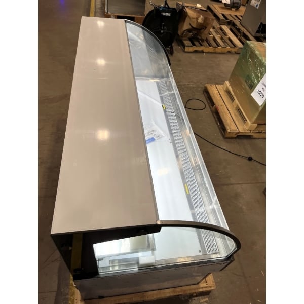 Scratch and Dent Avantco HAC-75-B 74 13/16" Black Horizontal Air Curtain Merchandiser with 2 Shelves and LED Lighting - 115V