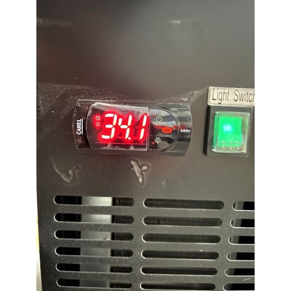 Scratch and Dent Avantco UBB-48S-HC 48" Black Counter Height Narrow Sliding Glass Door Back Bar Refrigerator with LED Lighting