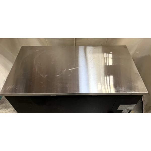 Scratch and Dent Avantco UBB-48S-HC 48" Black Counter Height Narrow Sliding Glass Door Back Bar Refrigerator with LED Lighting