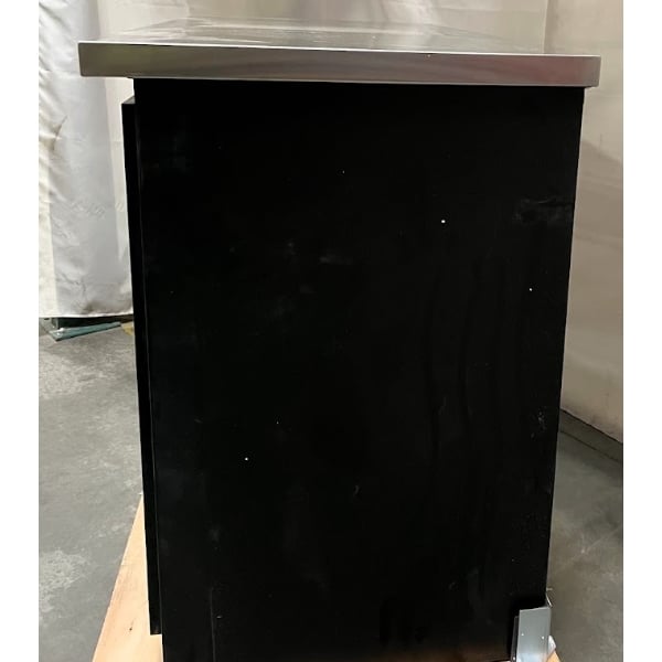 Scratch and Dent Avantco UBB-48S-HC 48" Black Counter Height Narrow Sliding Glass Door Back Bar Refrigerator with LED Lighting