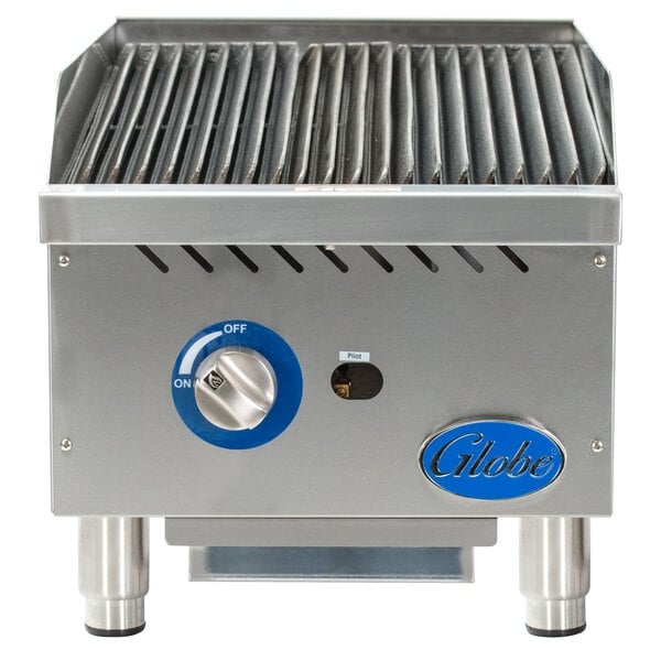 Scratch and Dent Globe GCB15G-CR 15" Gas Charbroiler with Cast Iron Radiants - 40,000 BTU
