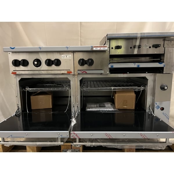 Scratch and Dent Vulcan 60SS-6B24GBN Endurance 6 Burner 60" Natural Gas Range with Griddle/Broiler and 2 Standard Oven Bases - 268,000 BTU