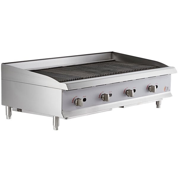 Scratch and Dent Cooking Performance Group CL-CPG-48-NL 48" Gas Countertop Lava Briquette Charbroiler - 120,000 BTU