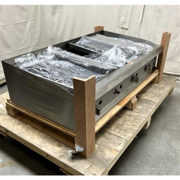 Scratch and Dent Cooking Performance Group CL-CPG-48-NL 48" Gas Countertop Lava Briquette Charbroiler - 120,000 BTU