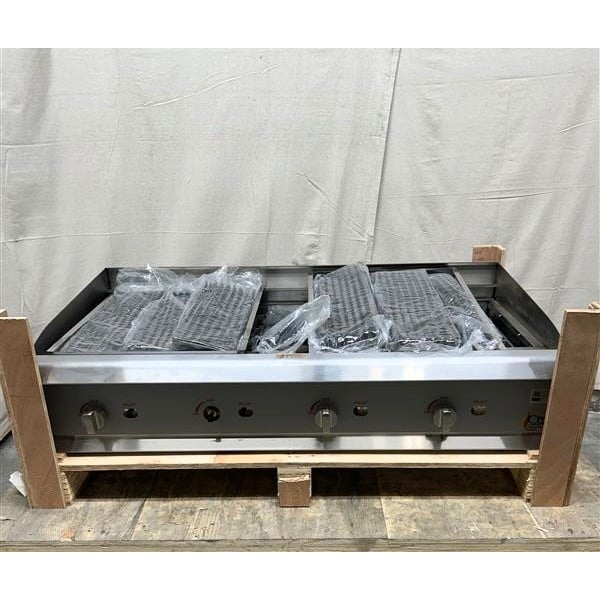 Scratch and Dent Cooking Performance Group CL-CPG-48-NL 48" Gas Countertop Lava Briquette Charbroiler - 120,000 BTU
