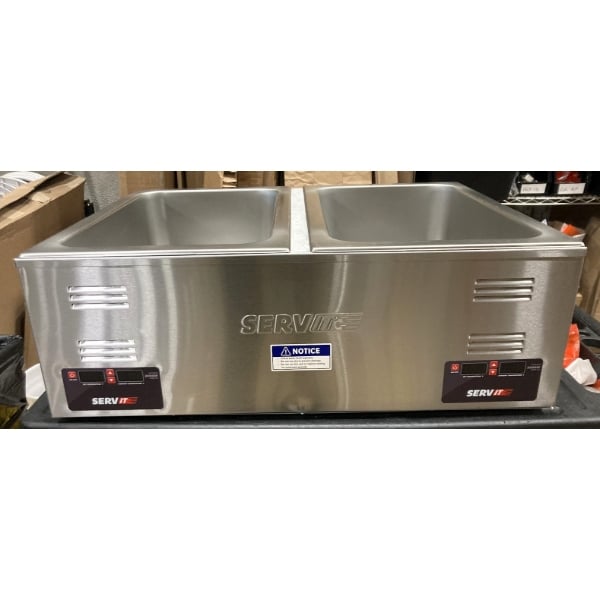 Scratch and Dent ServIt FW200D 12" x 20" Full Size Dual Well Electric Countertop Food Warmer with Digital Controls - 120V, 2000W