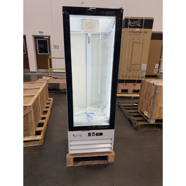 Scratch and Dent Avantco GDC-10-HC 21 5/8" White Swing Glass Door Merchandiser Refrigerator with LED Lighting