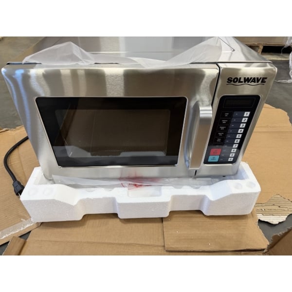 Scratch and Dent Solwave Stackable Commercial Microwave with Large 1.2 cu. ft. Interior and Push Button Controls - 1,200W, 120V